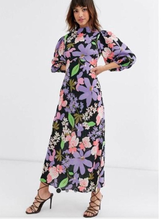 ASOS Dresses & Skirts - ISO:
ASOS Black Maxi Dress w/ Lilac, Pink & Green Floral Print size 8, 10 or 12